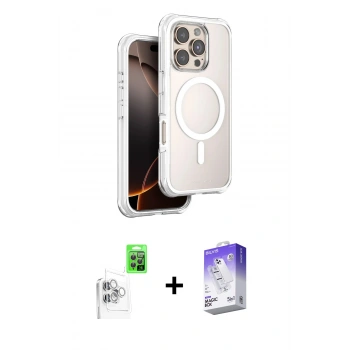 MARSİLYAN™- iPhone 16 Pro Max Kılıf Zirve Klasik Prime - Siyah Bilvis 5in1 3D Magic Cam Ekran Koruyucu + Raze Metal Kamera Lens - BZ