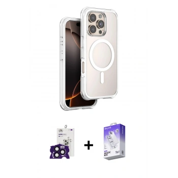 MARSİLYAN™- iPhone 16 Pro Max Kılıf Zirve Klasik Prime - Siyah Bilvis 5in1 3D Magic Cam Ekran Koruyucu + Bilvis Titan Kamera Lens - SH