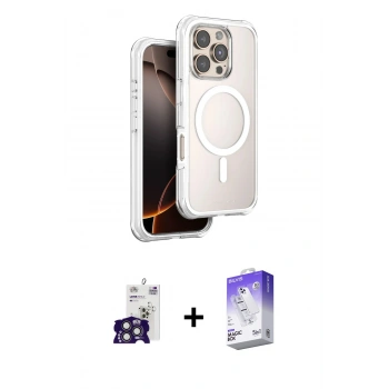 MARSİLYAN™- iPhone 16 Pro Max Kılıf Zirve Klasik Prime - Siyah Bilvis 5in1 3D Magic Cam Ekran Koruyucu + Bilvis Titan Kamera Lens - TMGI