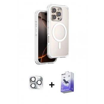 MARSİLYAN™- iPhone 16 Pro Max Kılıf Zirve Klasik Prime - Siyah Bilvis 5in1 5D Magic Hayalet Cam Ekran Koruyucu + Pers Alüminyum Kamera Lens - GS