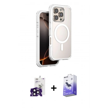 MARSİLYAN™- iPhone 16 Pro Max Kılıf Zirve Klasik Prime - Siyah Bilvis 5in1 5D Magic Hayalet Cam Ekran Koruyucu + Bilvis Titan Kamera Lens - SH