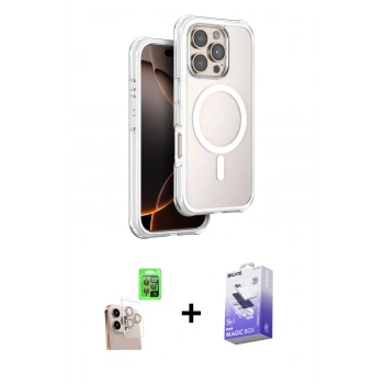 MARSİLYAN™- iPhone 16 Pro Max Kılıf Zirve Klasik Prime - Siyah Bilvis 5in1 5D Magic Hayalet Cam Ekran Koruyucu + Raze Metal Kamera Lens - NLGY