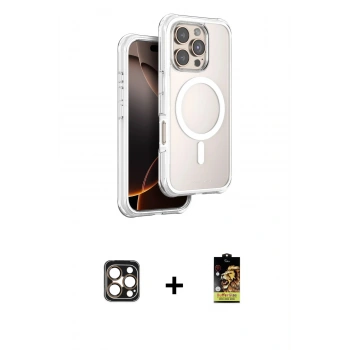 MARSİLYAN™- iPhone 16 Pro Max Kılıf Zirve Klasik Prime - Siyah Buffer Cam Ekran Koruyucu + PVD Metal Kamera Lens - GD