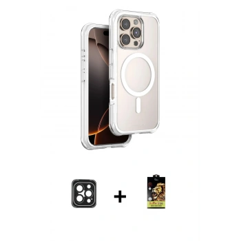 MARSİLYAN™- iPhone 16 Pro Max Kılıf Zirve Klasik Prime - Siyah Buffer Cam Ekran Koruyucu + PVD Metal Kamera Lens - SH