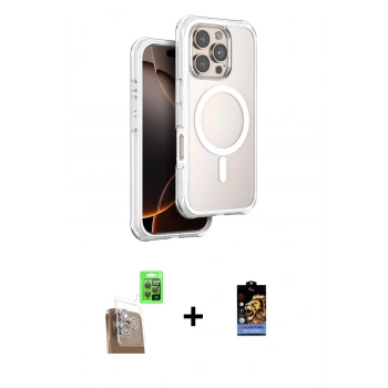 MARSİLYAN™- iPhone 16 Pro Max Kılıf Zirve Klasik Prime - Siyah Buffer Hayalet Cam Ekran Koruyucu + Raze Metal Kamera Lens - CLTM