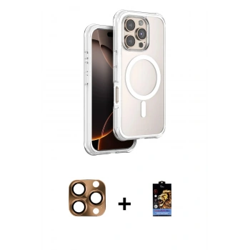 MARSİLYAN™- iPhone 16 Pro Max Kılıf Zirve Klasik Prime - Siyah Buffer Hayalet Cam Ekran Koruyucu + Pers Alüminyum Kamera Lens - CLTM