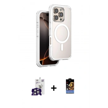 MARSİLYAN™- iPhone 16 Pro Max Kılıf Zirve Klasik Prime - Siyah Buffer Hayalet Cam Ekran Koruyucu + Bilvis Titan Kamera Lens - TMGI