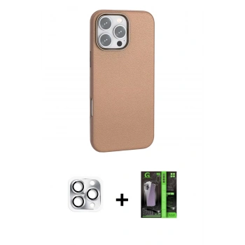 MARSİLYAN™- iPhone 16 Pro Max Kılıf Zirve Modern Prime - Şeffaf 360 Full Body Arka Koruyucu + Pers Alüminyum Kamera Lens - GS