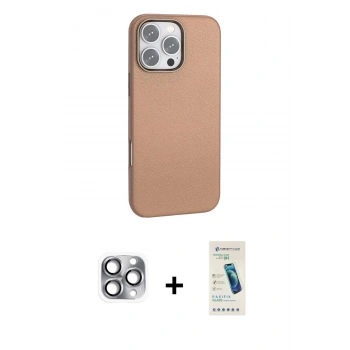 MARSİLYAN™- iPhone 16 Pro Max Kılıf Zirve Modern Prime - Şeffaf Pasifik Cam Ekran Koruyucu + Pers Alüminyum Kamera Lens - GI