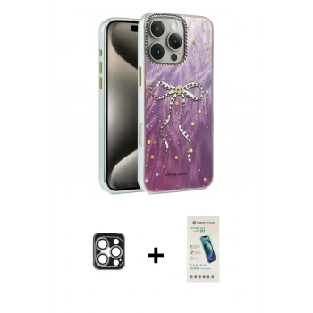 MARSİLYAN™- iPhone 16 Pro Max Kılıf Zirve Modern Prime - Şeffaf Pasifik Cam Ekran Koruyucu + PVD Metal Kamera Lens - GS