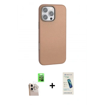 MARSİLYAN™- iPhone 16 Pro Max Kılıf Zirve Modern Prime - Şeffaf Pasifik Cam Ekran Koruyucu + Raze Metal Kamera Lens - NLGY