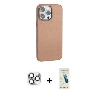 MARSİLYAN™- iPhone 16 Pro Max Kılıf Zirve Modern Prime - Şeffaf Pasifik Cam Ekran Koruyucu + Pers Alüminyum Kamera Lens - GS