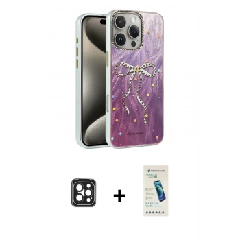 MARSİLYAN™- iPhone 16 Pro Max Kılıf Zirve Modern Prime - Şeffaf Pasifik Cam Ekran Koruyucu + PVD Metal Kamera Lens - SH