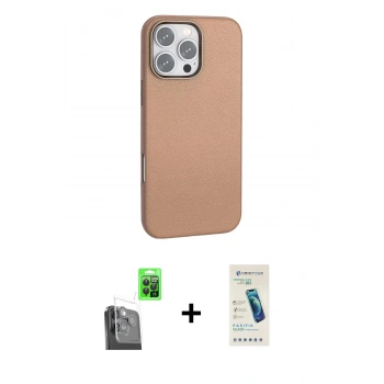 MARSİLYAN™- iPhone 16 Pro Max Kılıf Zirve Modern Prime - Şeffaf Pasifik Cam Ekran Koruyucu + Raze Metal Kamera Lens - SH
