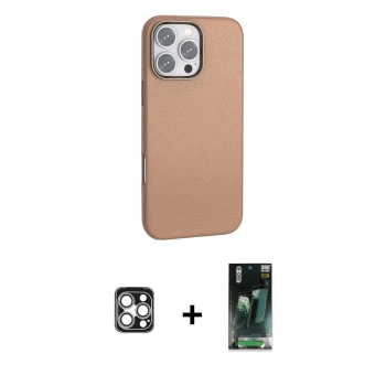 MARSİLYAN™- iPhone 16 Pro Max Kılıf Zirve Modern Prime - Siyah 360 Mat Full Body Arka Koruyucu + PVD Metal Kamera Lens - GS