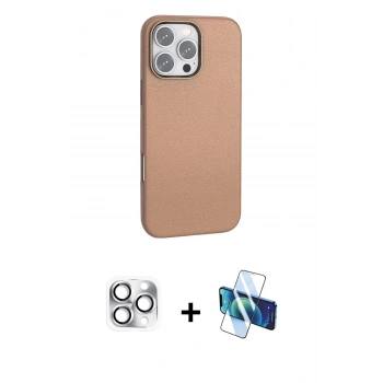 MARSİLYAN™- iPhone 16 Pro Max Kılıf Zirve Modern Prime - Siyah 3D Antistatik Cam Ekran Koruyucu + Pers Alüminyum Kamera Lens - GS