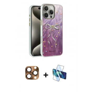 MARSİLYAN™- iPhone 16 Pro Max Kılıf Zirve Modern Prime - Siyah 3D Antistatik Cam Ekran Koruyucu + Pers Alüminyum Kamera Lens - CLTM