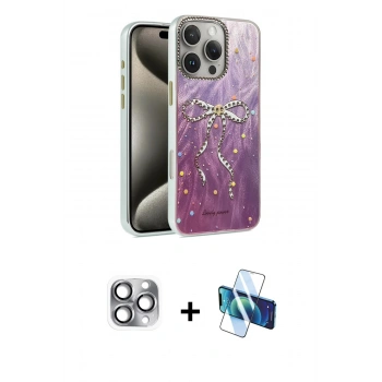 MARSİLYAN™- iPhone 16 Pro Max Kılıf Zirve Modern Prime - Siyah 3D Antistatik Cam Ekran Koruyucu + Pers Alüminyum Kamera Lens - GI