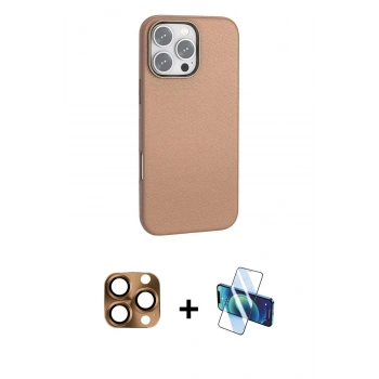 MARSİLYAN™- iPhone 16 Pro Max Kılıf Zirve Modern Prime - Siyah 3D Antistatik Cam Ekran Koruyucu + Pers Alüminyum Kamera Lens - CLTM