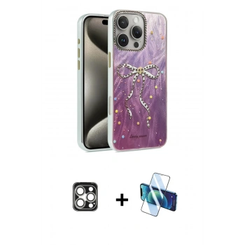 MARSİLYAN™- iPhone 16 Pro Max Kılıf Zirve Modern Prime - Siyah 3D Antistatik Cam Ekran Koruyucu + PVD Metal Kamera Lens - GS