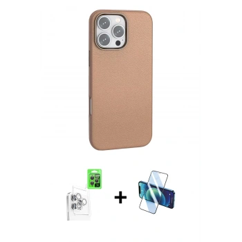 MARSİLYAN™- iPhone 16 Pro Max Kılıf Zirve Modern Prime - Siyah 3D Antistatik Cam Ekran Koruyucu + Raze Metal Kamera Lens - BZ