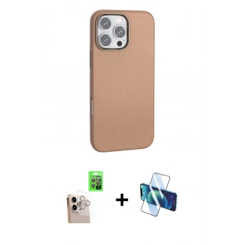 MARSİLYAN™- iPhone 16 Pro Max Kılıf Zirve Modern Prime - Siyah 3D Antistatik Cam Ekran Koruyucu + Raze Metal Kamera Lens - NLGY