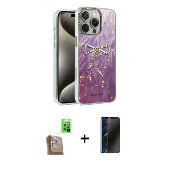 MARSİLYAN™- iPhone 16 Pro Max Kılıf Zirve Modern Prime - Siyah 3D Antistatik Hayalet Cam Ekran Koruyucu + Raze Metal Kamera Lens - CLTM