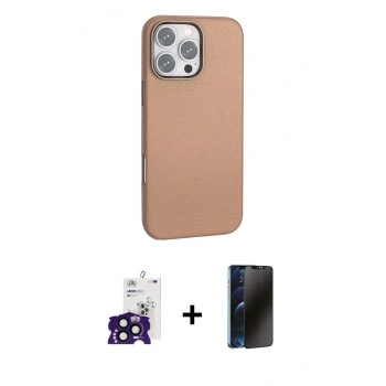 MARSİLYAN™- iPhone 16 Pro Max Kılıf Zirve Modern Prime - Siyah 3D Antistatik Hayalet Cam Ekran Koruyucu + Bilvis Titan Kamera Lens - SH