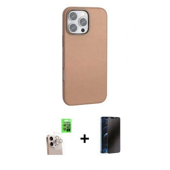 MARSİLYAN™- iPhone 16 Pro Max Kılıf Zirve Modern Prime - Siyah 3D Antistatik Hayalet Cam Ekran Koruyucu + Raze Metal Kamera Lens - NLGY