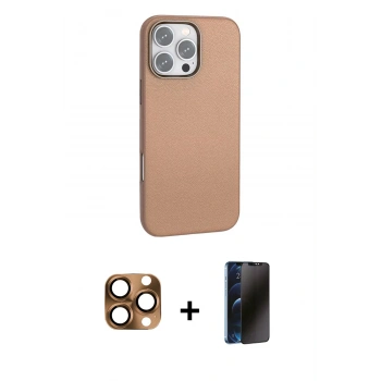 MARSİLYAN™- iPhone 16 Pro Max Kılıf Zirve Modern Prime - Siyah 3D Antistatik Hayalet Cam Ekran Koruyucu + Pers Alüminyum Kamera Lens - CLTM