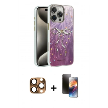 MARSİLYAN™- iPhone 16 Pro Max Kılıf Zirve Modern Prime - Siyah 3D Antistatik Mat Seramik Nano Ekran Koruyucu + Pers Alüminyum Kamera Lens - CLTM