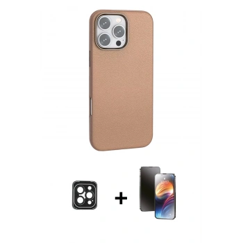 MARSİLYAN™- iPhone 16 Pro Max Kılıf Zirve Modern Prime - Siyah 3D Antistatik Mat Seramik Nano Ekran Koruyucu + PVD Metal Kamera Lens - SH