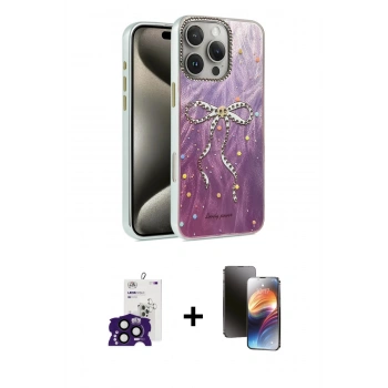 MARSİLYAN™- iPhone 16 Pro Max Kılıf Zirve Modern Prime - Siyah 3D Antistatik Mat Seramik Nano Ekran Koruyucu + Bilvis Titan Kamera Lens - SH