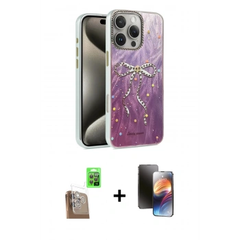MARSİLYAN™- iPhone 16 Pro Max Kılıf Zirve Modern Prime - Siyah 3D Antistatik Mat Seramik Nano Ekran Koruyucu + Raze Metal Kamera Lens - CLTM