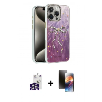 MARSİLYAN™- iPhone 16 Pro Max Kılıf Zirve Modern Prime - Siyah 3D Antistatik Mat Seramik Nano Ekran Koruyucu + Bilvis Titan Kamera Lens - TMGI