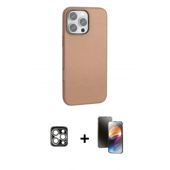 MARSİLYAN™- iPhone 16 Pro Max Kılıf Zirve Modern Prime - Siyah 3D Antistatik Mat Seramik Nano Ekran Koruyucu + PVD Metal Kamera Lens - GS