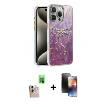 MARSİLYAN™- iPhone 16 Pro Max Kılıf Zirve Modern Prime - Siyah 3D Antistatik Mat Seramik Nano Ekran Koruyucu + Raze Metal Kamera Lens - NLGY