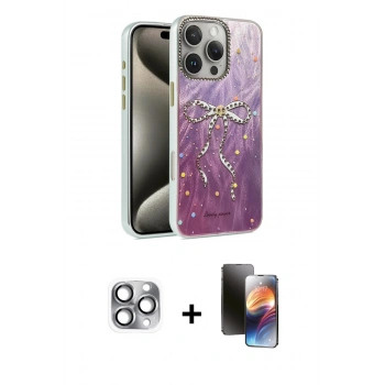 MARSİLYAN™- iPhone 16 Pro Max Kılıf Zirve Modern Prime - Siyah 3D Antistatik Mat Seramik Nano Ekran Koruyucu + Pers Alüminyum Kamera Lens - GI