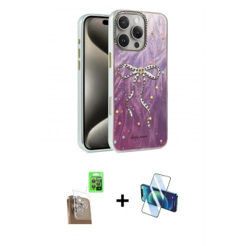 MARSİLYAN™- iPhone 16 Pro Max Kılıf Zirve Modern Prime - Siyah 3D Antistatik Seramik Nano Ekran Koruyucu + Raze Metal Kamera Lens - CLTM