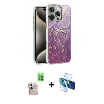 MARSİLYAN™- iPhone 16 Pro Max Kılıf Zirve Modern Prime - Siyah 3D Antistatik Seramik Nano Ekran Koruyucu + Raze Metal Kamera Lens - NLGY