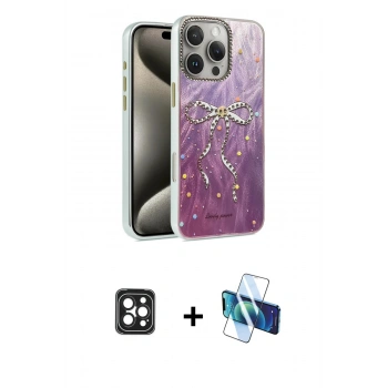 MARSİLYAN™- iPhone 16 Pro Max Kılıf Zirve Modern Prime - Siyah 3D Antistatik Seramik Nano Ekran Koruyucu + PVD Metal Kamera Lens - SH