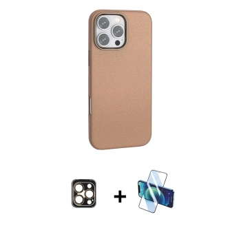 MARSİLYAN™- iPhone 16 Pro Max Kılıf Zirve Modern Prime - Siyah 3D Antistatik Seramik Nano Ekran Koruyucu + PVD Metal Kamera Lens - GD