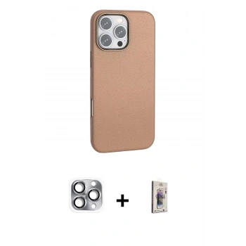 MARSİLYAN™- iPhone 16 Pro Max Kılıf Zirve Modern Prime - Siyah Bilvis 3D Cam Ekran Koruyucu + Pers Alüminyum Kamera Lens - GI