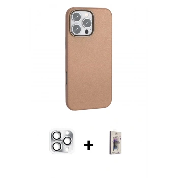 MARSİLYAN™- iPhone 16 Pro Max Kılıf Zirve Modern Prime - Siyah Bilvis 3D Cam Ekran Koruyucu + Pers Alüminyum Kamera Lens - GS