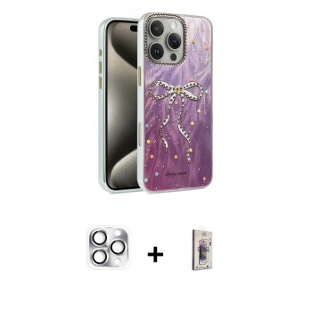 MARSİLYAN™- iPhone 16 Pro Max Kılıf Zirve Modern Prime - Siyah Bilvis 3D Cam Ekran Koruyucu + Pers Alüminyum Kamera Lens - GS