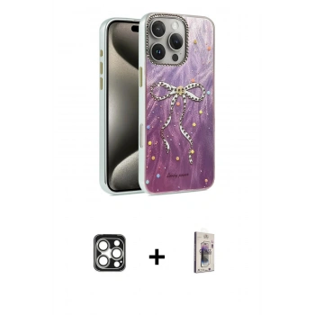 MARSİLYAN™- iPhone 16 Pro Max Kılıf Zirve Modern Prime - Siyah Bilvis 3D Cam Ekran Koruyucu + PVD Metal Kamera Lens - GS