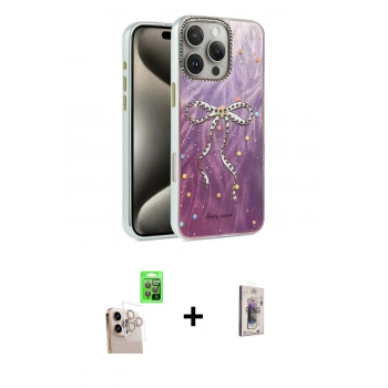 MARSİLYAN™- iPhone 16 Pro Max Kılıf Zirve Modern Prime - Siyah Bilvis 3D Cam Ekran Koruyucu + Raze Metal Kamera Lens - NLGY