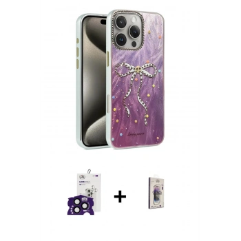 MARSİLYAN™- iPhone 16 Pro Max Kılıf Zirve Modern Prime - Siyah Bilvis 3D Cam Ekran Koruyucu + Bilvis Titan Kamera Lens - SH