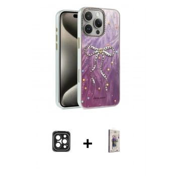MARSİLYAN™- iPhone 16 Pro Max Kılıf Zirve Modern Prime - Siyah Bilvis 3D Cam Ekran Koruyucu + PVD Metal Kamera Lens - SH