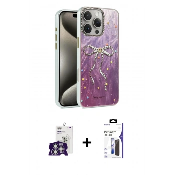 MARSİLYAN™- iPhone 16 Pro Max Kılıf Zirve Modern Prime - Siyah Bilvis 3X AR Hayalet Cam Ekran Koruyucu + Bilvis Titan Kamera Lens - GS